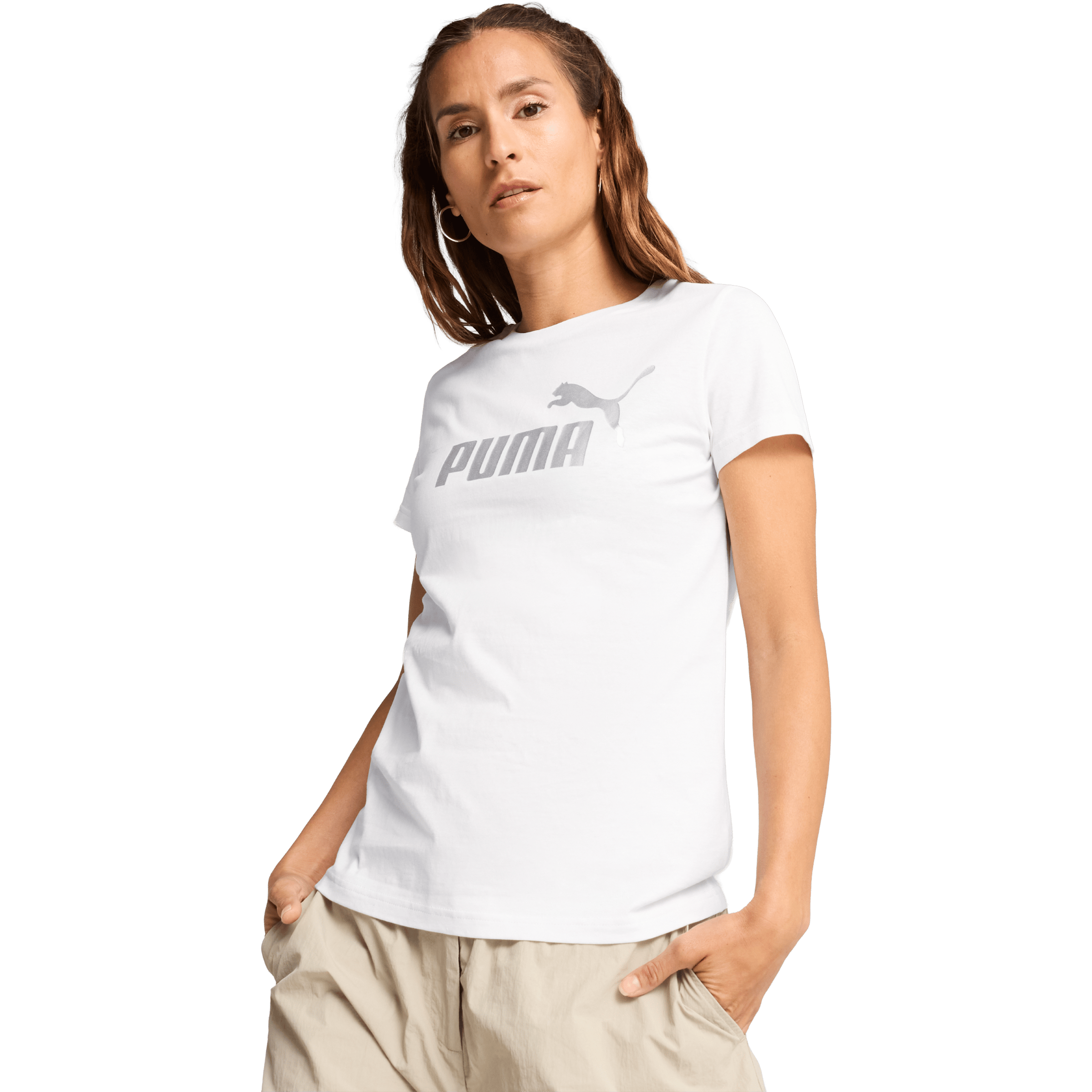 Womens Puma Essentials Metallic Logo Tee