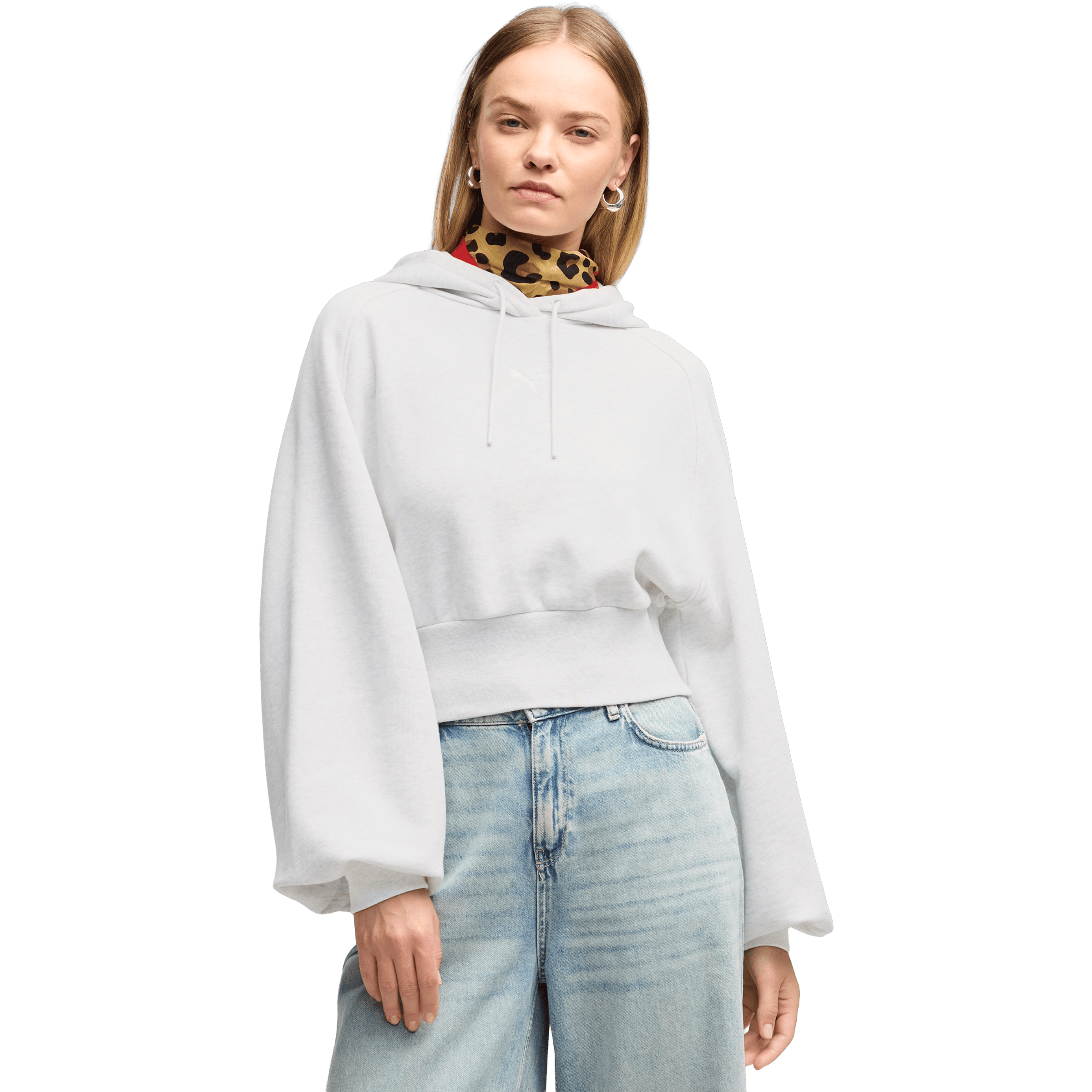 Womens Puma Essentials Cropped Balloon Sleeve Hoodie
