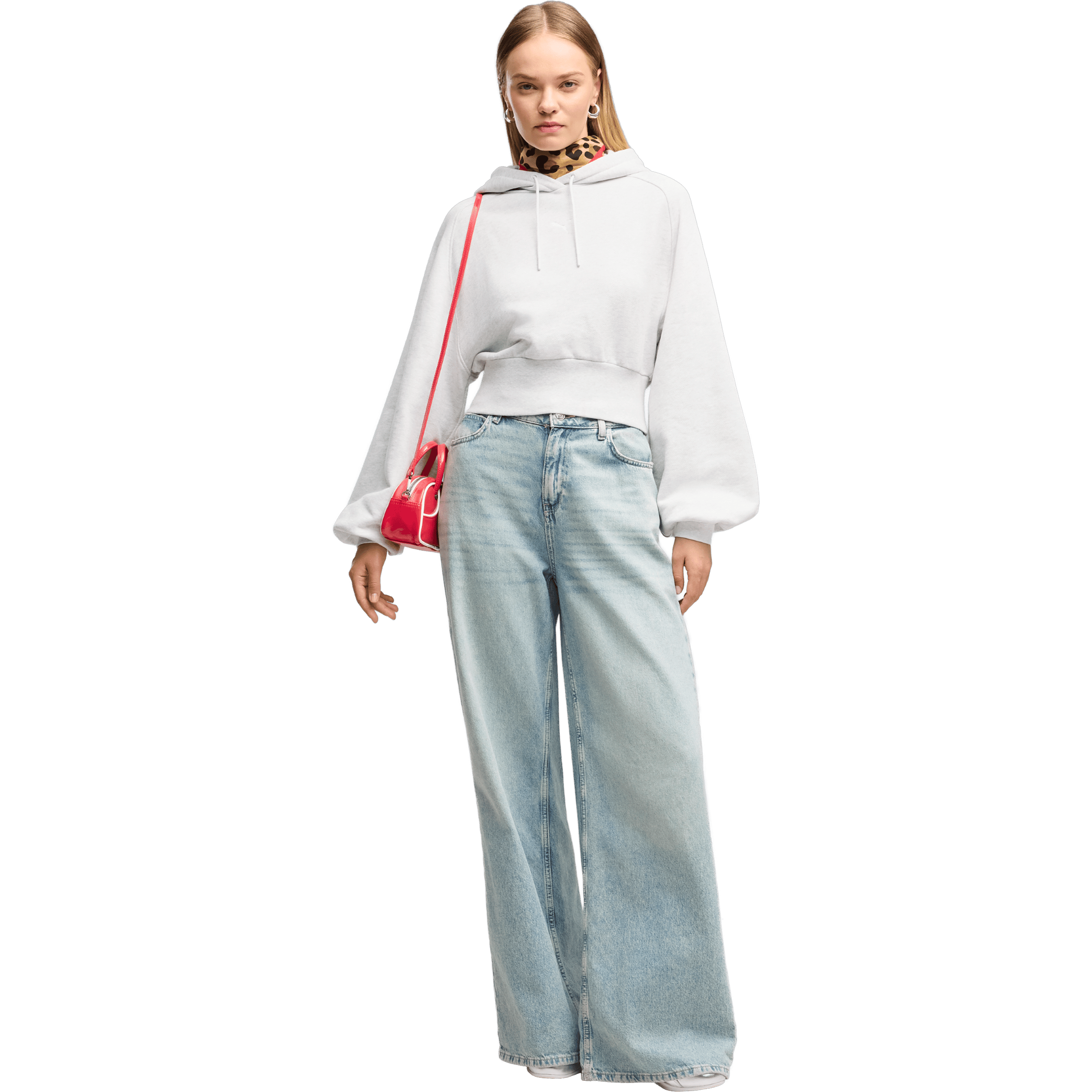 Womens Puma Essentials Cropped Balloon Sleeve Hoodie