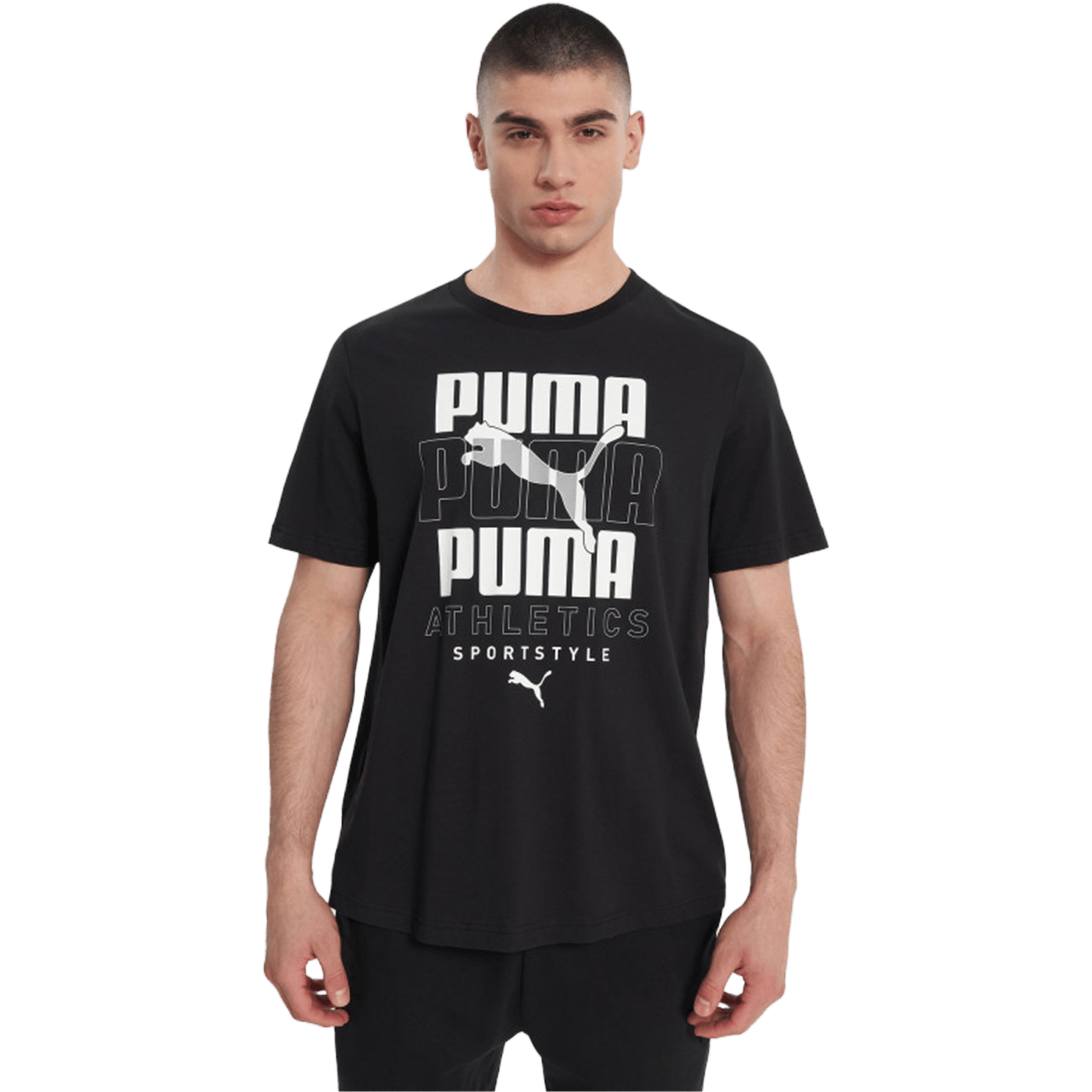 Mens Puma Graphic Stacked Graphic Tee