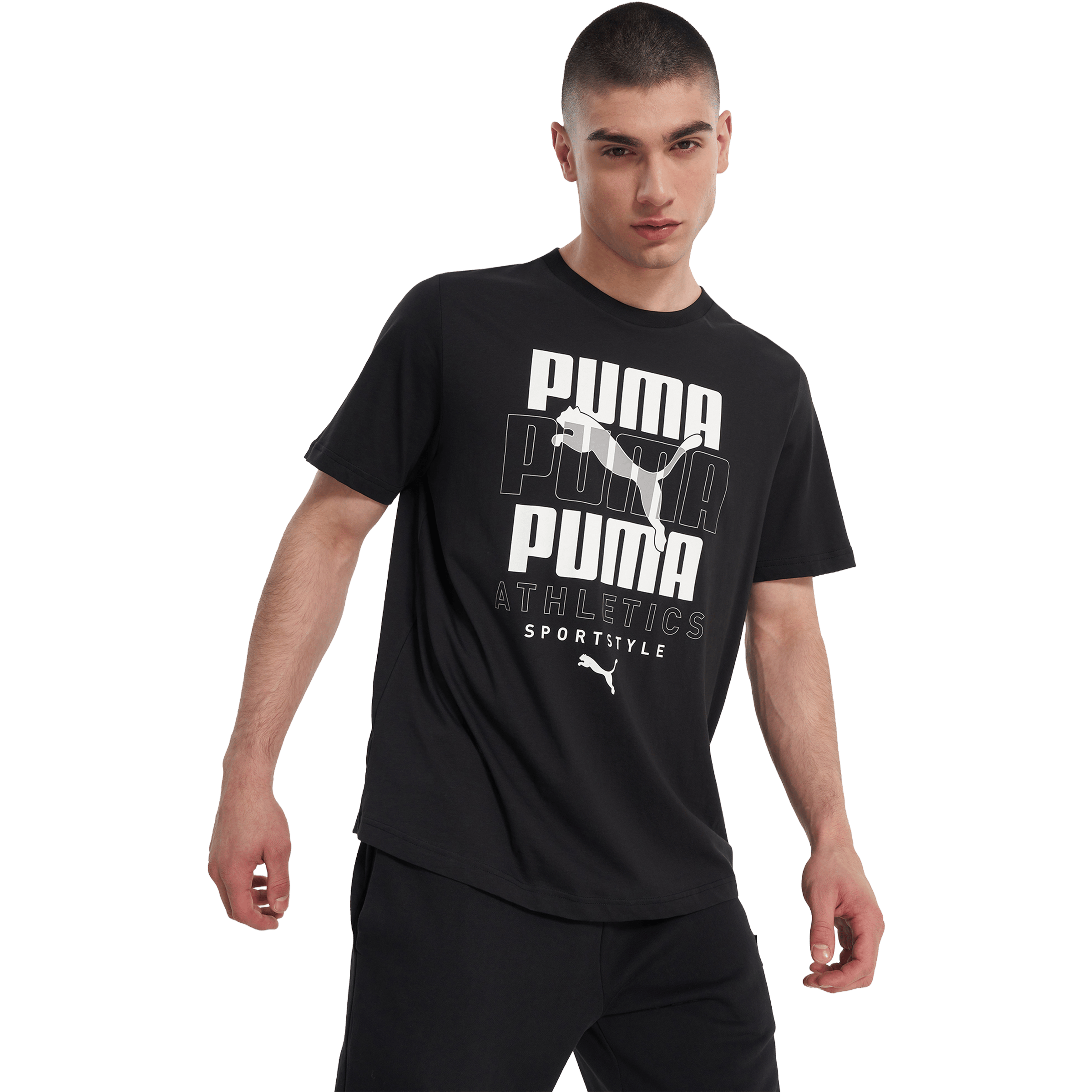 Mens Puma Graphic Stacked Graphic Tee