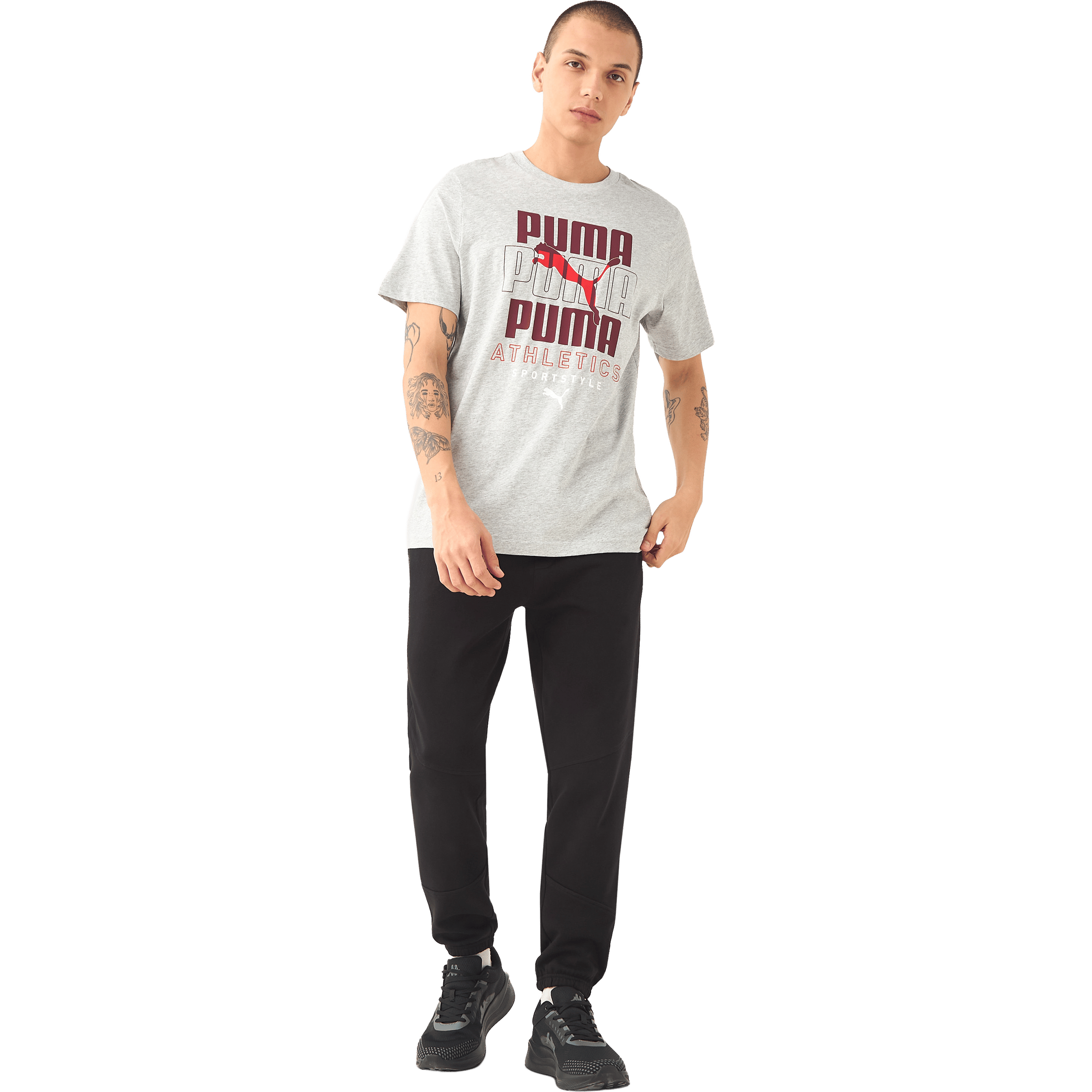 Mens Puma Graphic Stacked Graphic Tee