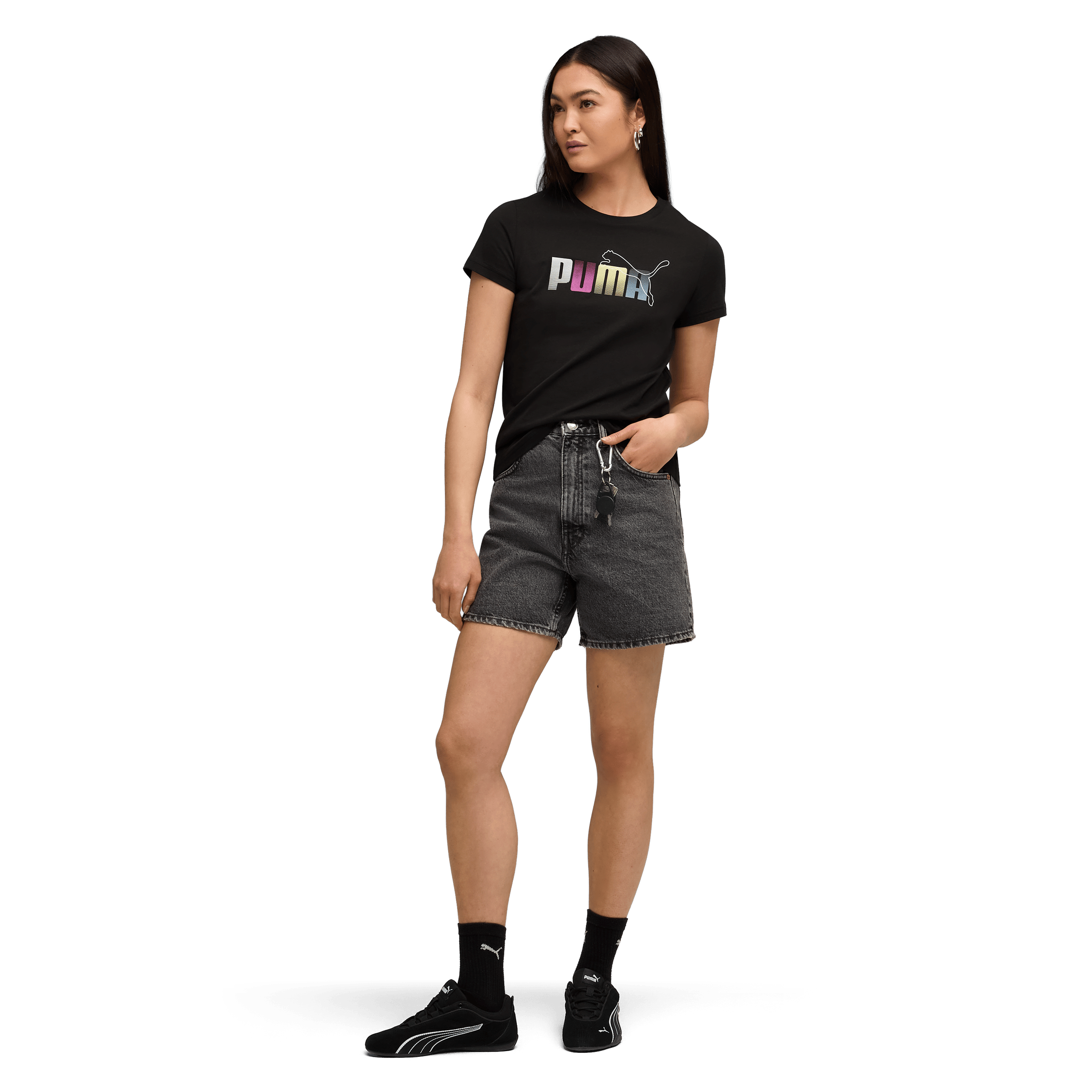 Womens Puma Graphic Stacked Graphic Tee