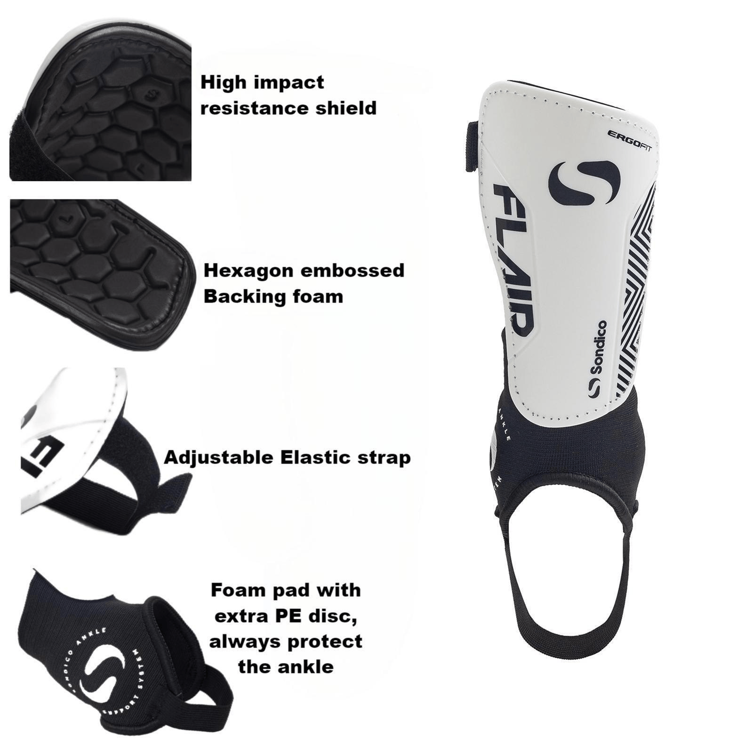 Sondico Flair Slip Ankle (Adults) Shin Guards