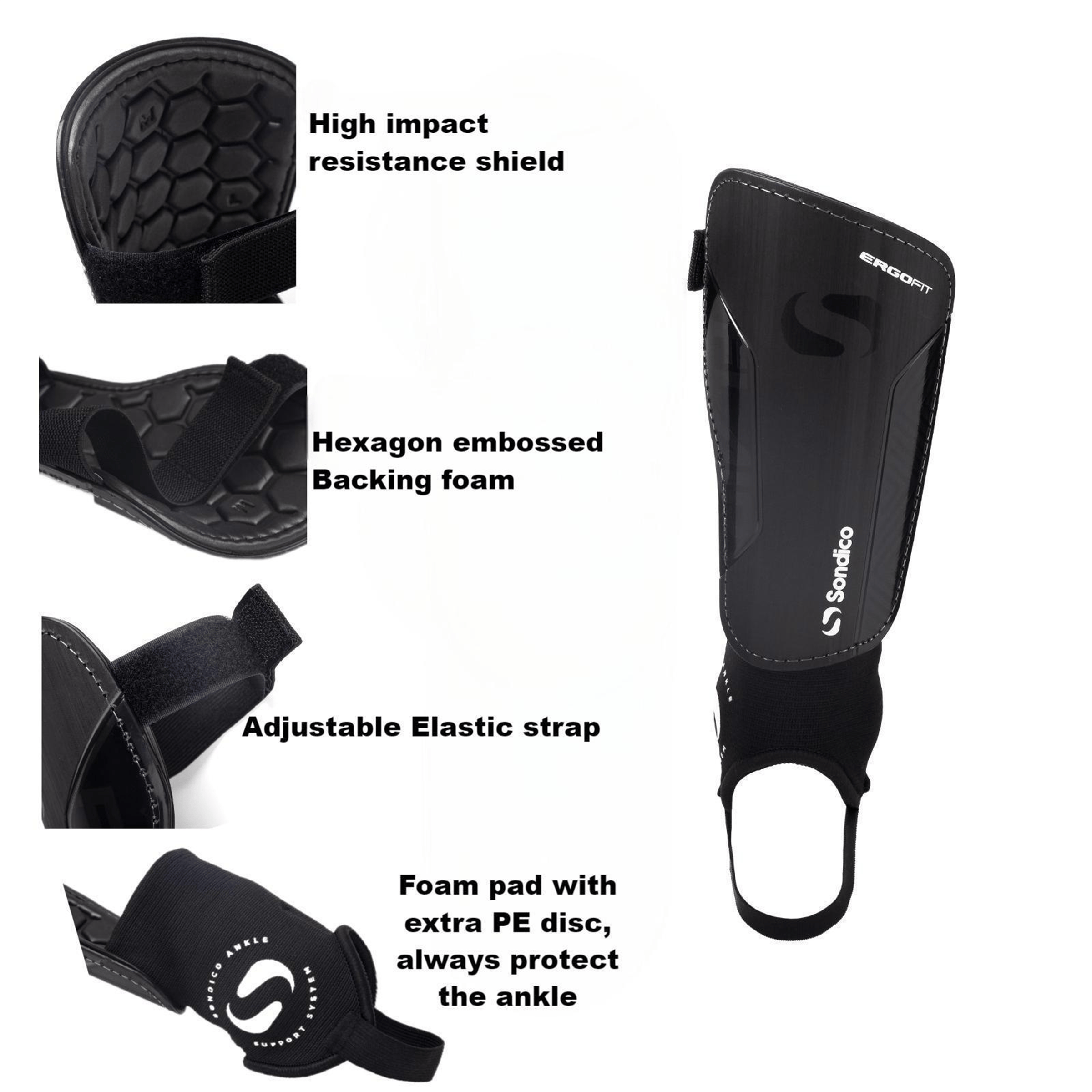 Sondico Flair Slip Ankle (Adults) Shin Guards