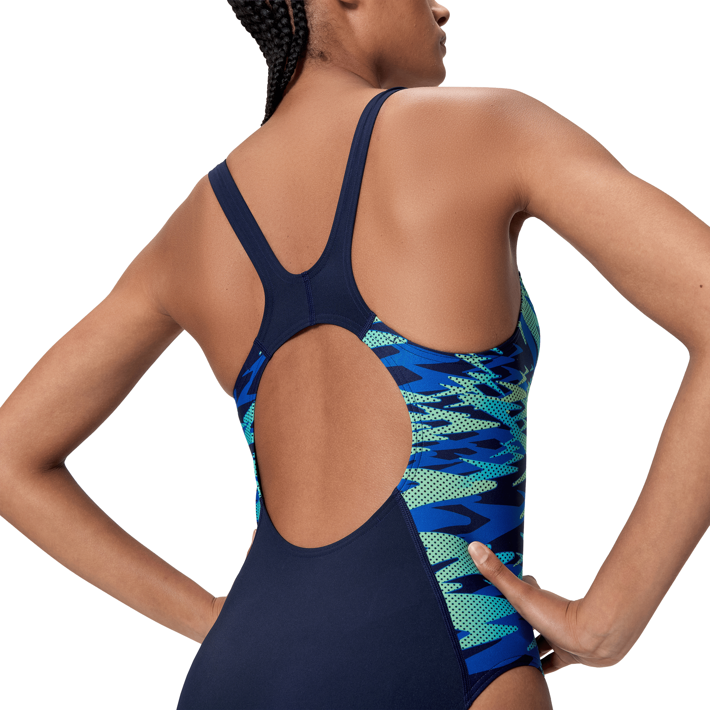 Womens Speedo Printed Splice MSCLBK One-Piece Swimsuit