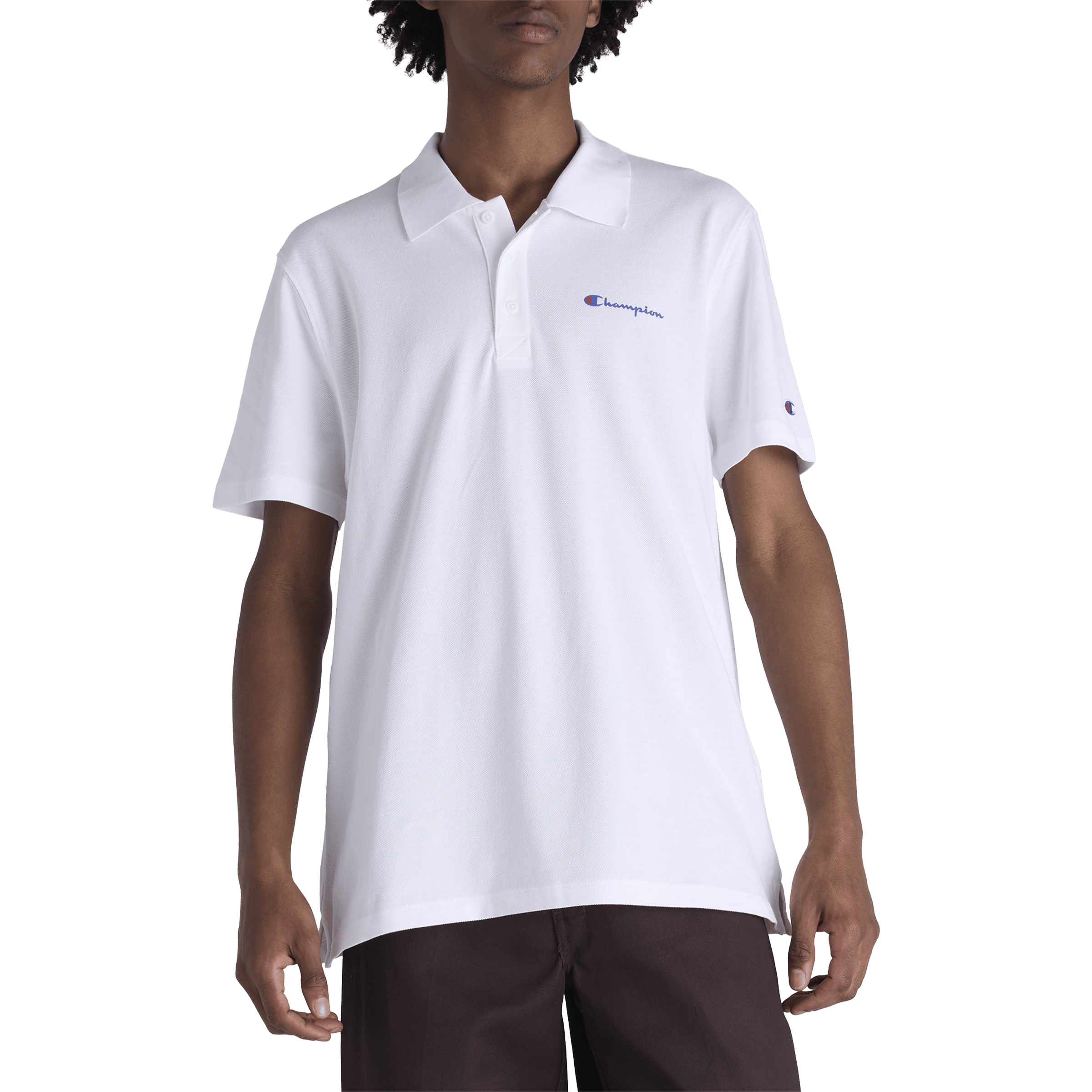 Mens Champion Script Pique Polo Shirt