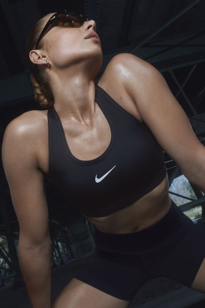 Finishing a Run wearing Nike activewear